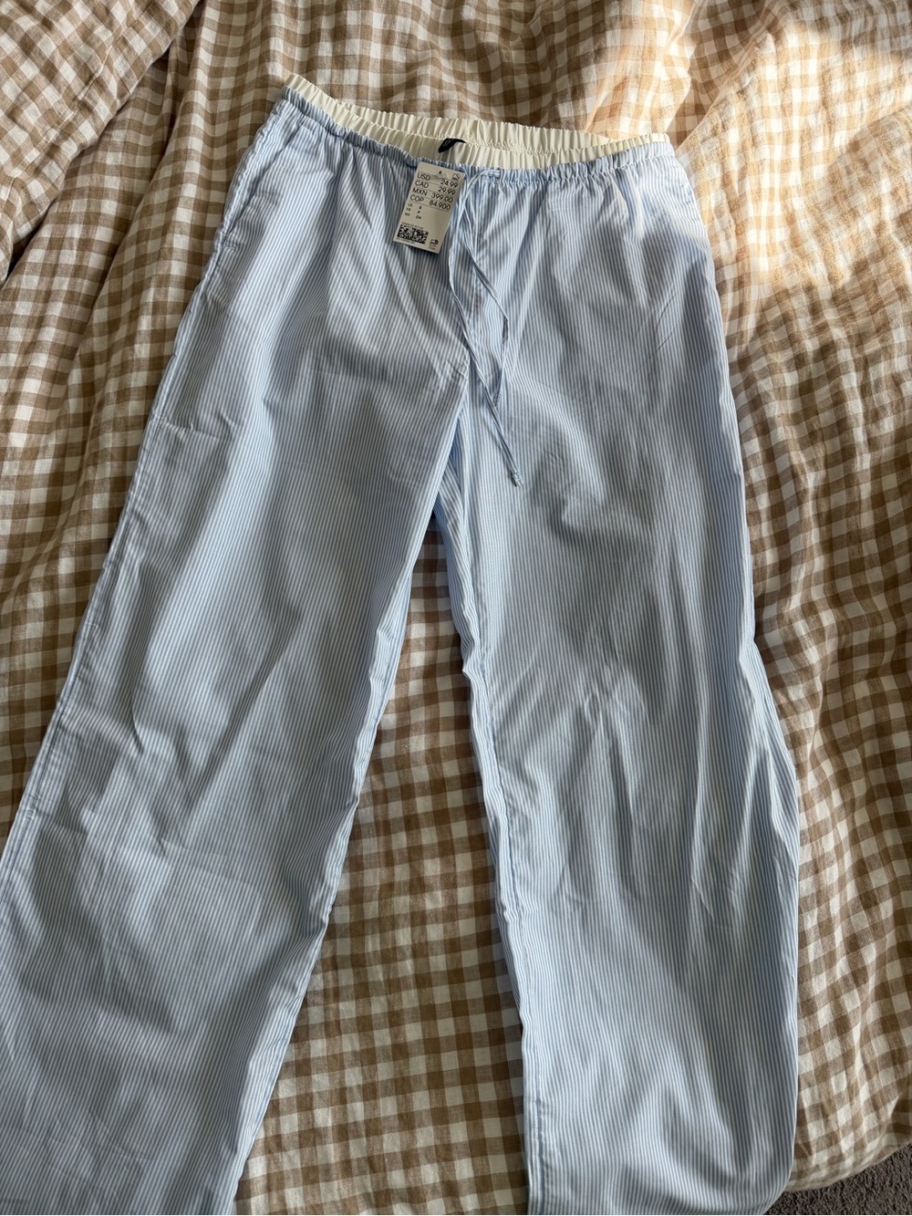 H&M Light Blue Pinstripe Drawstring Joggers